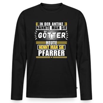 Dieux dans l'Antiquité. Aujourd'hui pasteur - T-shirt manches longues Premium bio Homme - noir - Devant - Nico (187cm)