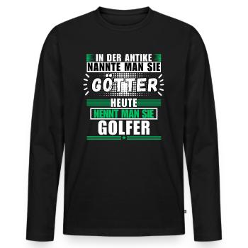 Gods in antiquity. Golfer today - Men's Premium Organic Long Sleeve Shirt - black - Front - Nico (187cm)