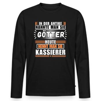 Götter in der Antike. Heute Kassierer - Männer Premium Bio Langarmshirt - Schwarz - Vorne - Nico (187cm)