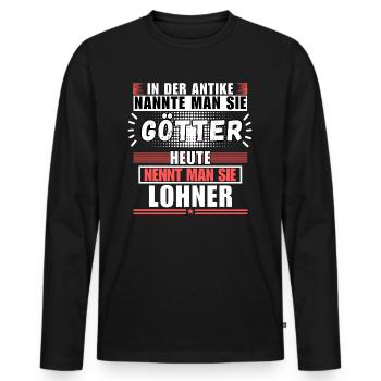 Götter in der Antike. Heute Lohner - Männer Premium Bio Langarmshirt - Schwarz - Vorne - Nico (187cm)