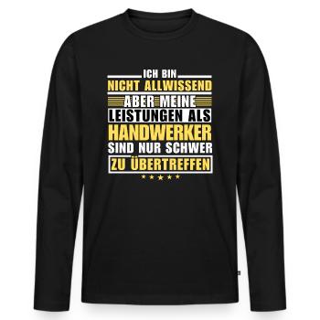 Unsurpassed performance as a craftsman - Men's Premium Organic Long Sleeve Shirt - black - Front - Nico (187cm)