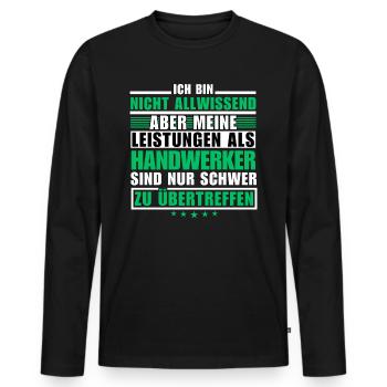 Unsurpassed performance as a craftsman - Men's Premium Organic Long Sleeve Shirt - black - Front - Nico (187cm)