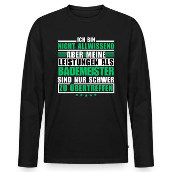 Unübertroffene Leistung als Bademeister - Männer Premium Bio Langarmshirt - Schwarz - Vorne - Nico (187cm)