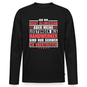 Unsurpassed performance as a craftsman - Men's Premium Organic Long Sleeve Shirt - black - Front - Nico (187cm)
