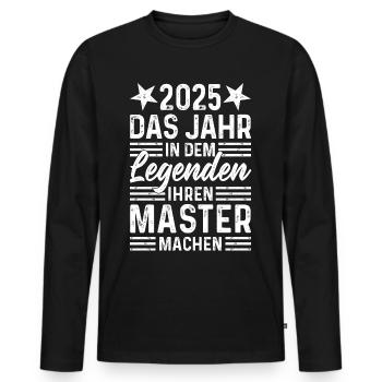 2025 Das Jahr in dem Legenden ihren Master machen - Männer Premium Bio Langarmshirt - Schwarz - Vorne - Nico (187cm)