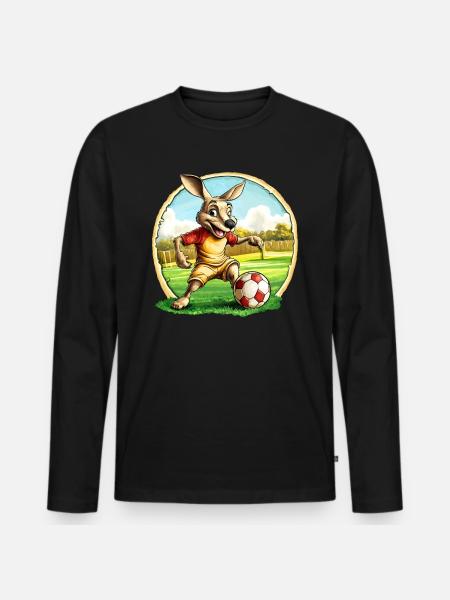 Fussball Kängurus - Männer Premium Bio Langarmshirt - Schwarz