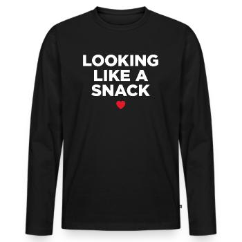 Sieht aus wie ein Snack - Männer Premium Bio Langarmshirt - Schwarz - Vorne - Nico (187cm)