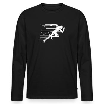 Rennender Mann Marathon Speed Geschwindigkeit - Männer Premium Bio Langarmshirt - Schwarz - Vorne - Nico (187cm)