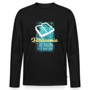 bibliosma the aroma of a good book - Männer Premium Bio Langarmshirt - Schwarz - Vorne - Nico (187cm)