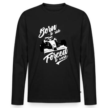 born to ride forced to work - Männer Premium Bio Langarmshirt - Schwarz - Vorne - Nico (187cm)
