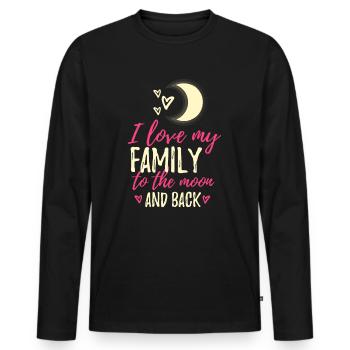 j'aime ma famille sur la lune et retour - T-shirt manches longues Premium bio Homme - noir - Devant - Nico (187cm)