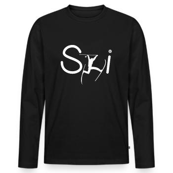 SKI 2 PNG - Men's Premium Organic Long Sleeve Shirt - black - Front - Nico (187cm)