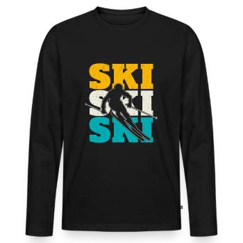 Skieurs, ski - T-shirt manches longues Premium bio Homme - noir - Devant - Nico (187cm)