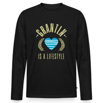 grantln est un style de vie 2 - T-shirt manches longues Premium bio Homme - noir - Devant - Nico (187cm)