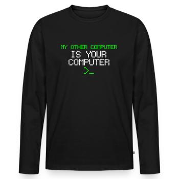 Hacker - Männer Premium Bio Langarmshirt - Schwarz - Vorne - Nico (187cm)