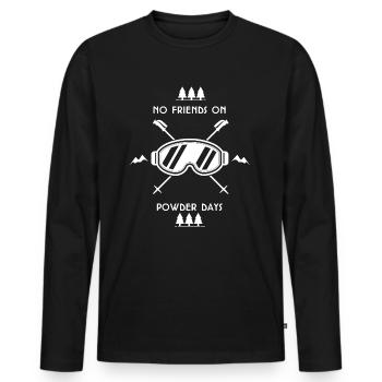 no friends on powder days - T-shirt manches longues Premium bio Homme - noir - Devant - Nico (187cm)