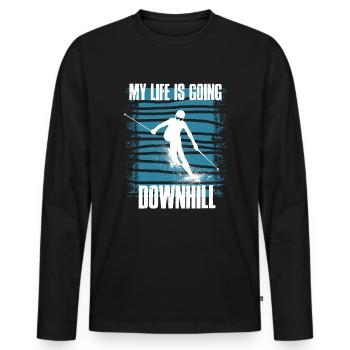 my life is going downhill skiing, skiing, skiing - Men's Premium Organic Long Sleeve Shirt - black - Front - Nico (187cm)