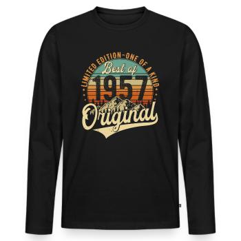 Original 1957 Vintage Anniversaire Rétro - T-shirt manches longues Premium bio Homme - noir - Devant - Nico (187cm)