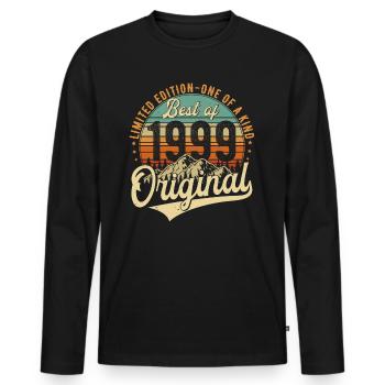Original 1999 Vintage Anniversaire Rétro - T-shirt manches longues Premium bio Homme - noir - Devant - Nico (187cm)