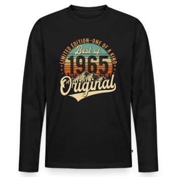 Original 1965 Vintage Jahrgang Geburtstag Retro - Männer Premium Bio Langarmshirt - Schwarz - Vorne - Nico (187cm)