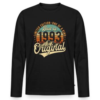 Original 1993 Vintage Anniversaire Rétro - T-shirt manches longues Premium bio Homme - noir - Devant - Nico (187cm)