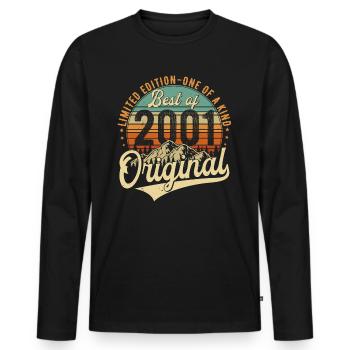 Original 2001 Vintage Anniversaire Rétro - T-shirt manches longues Premium bio Homme - noir - Devant - Nico (187cm)