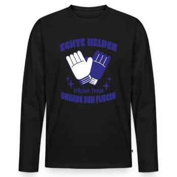 Fußball Torwart Torhüter Spruch Echte Helden - Männer Premium Bio Langarmshirt - Schwarz - Vorne - Nico (187cm)