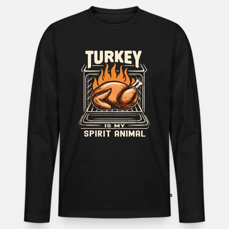 Thanksgiving Truthahn - Männer Premium Bio Langarmshirt - Schwarz