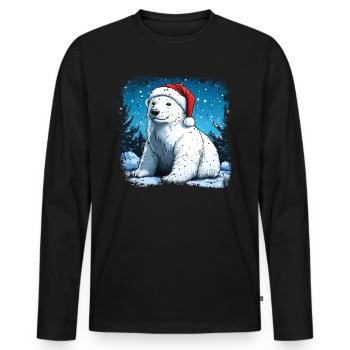 Père Noël Ours polaire - T-shirt manches longues Premium bio Homme - noir - Devant - Nico (187cm)
