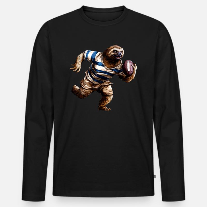 Faultiere Rugbyspieler - Männer Premium Bio Langarmshirt - Schwarz