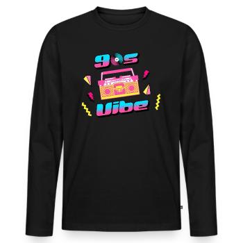 90s Vibe Retro Nostalgie Boombox - Männer Premium Bio Langarmshirt - Schwarz - Vorne - Nico (187cm)