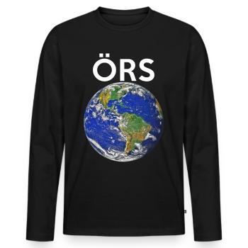 Earth English TH tee-aitch ÖRS Globe Planet - T-shirt manches longues Premium bio Homme - noir - Devant - Nico (187cm)