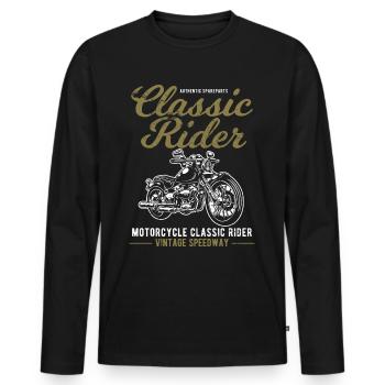 motorcycle - Men's Premium Organic Long Sleeve Shirt - black - Front - Nico (187cm)