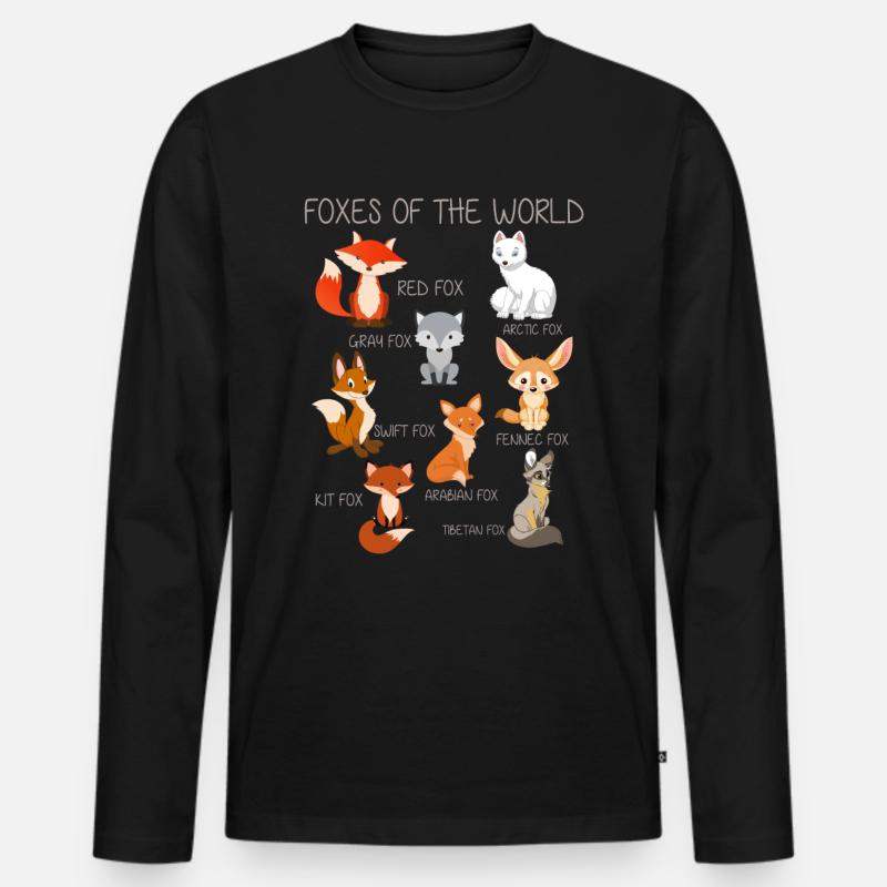 Füchse der Welt - Männer Premium Bio Langarmshirt - Schwarz