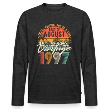 Août 1997 Vintage Anniversaire Rétro - T-shirt manches longues Premium bio Homme - anthracite chiné - Devant - Nico (187cm)