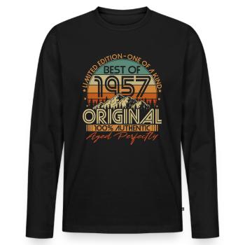 Né en 1957 Vintage Anniversaire Rétro - T-shirt manches longues Premium bio Homme - noir - Devant - Nico (187cm)