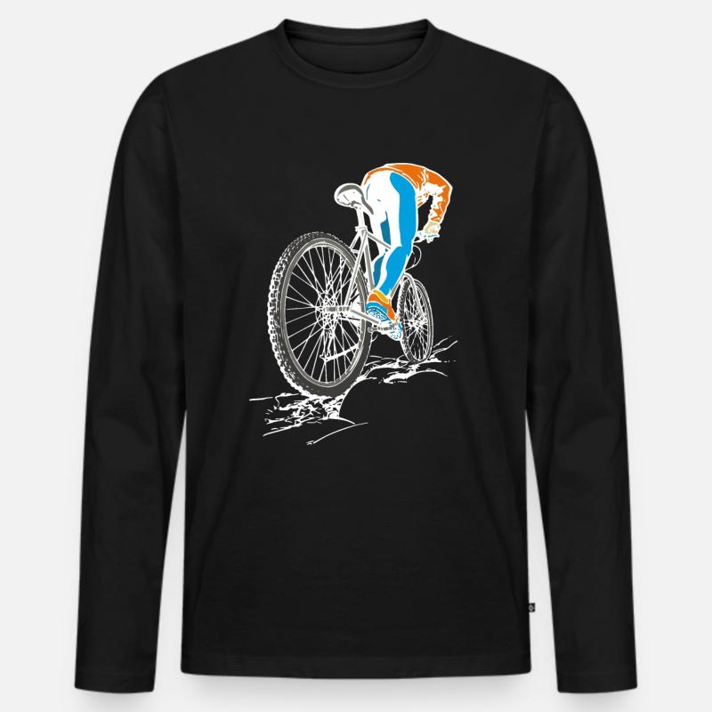 Mountainbiker, - Männer Premium Bio Langarmshirt - Schwarz