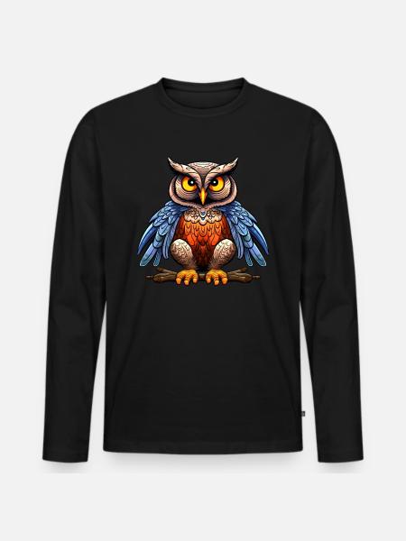 Owl Yoga - Men's Premium Organic Long Sleeve Shirt - black
