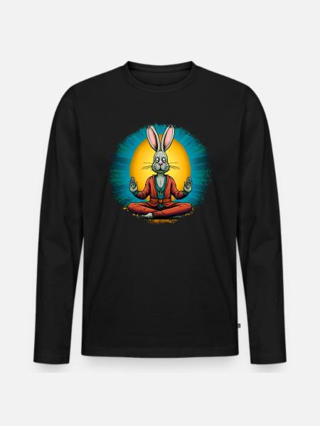 Easter Bunny Yoga - Men's Premium Organic Long Sleeve Shirt - black
