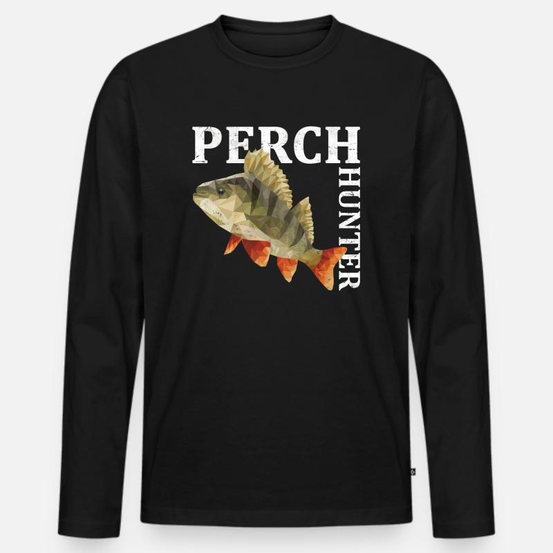 Barsch Angeln - Männer Premium Bio Langarmshirt - Schwarz