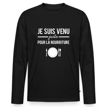 Je suis venu juste pour la nourriture humour - T-shirt manches longues Premium bio Homme - noir - Devant - Nico (187cm)