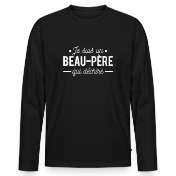 Je suis un beau père qui déchire fête des pères - T-shirt manches longues Premium bio Homme - noir - Devant - Nico (187cm)