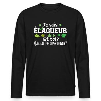 Elagueur Paysagiste métier charpentier bûcheron - T-shirt manches longues Premium bio Homme - noir - Devant - Nico (187cm)
