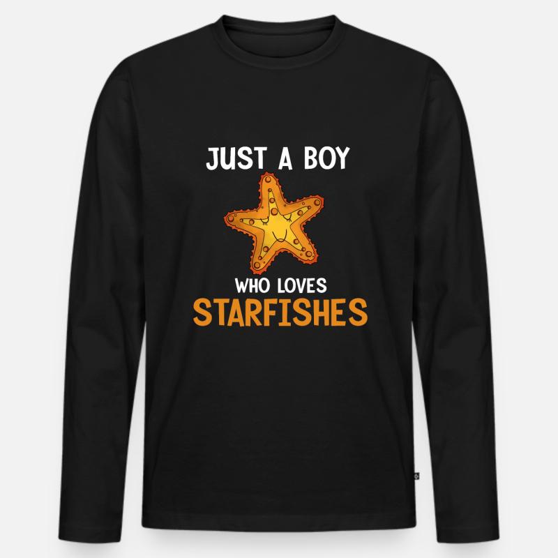 Seestern - Männer Premium Bio Langarmshirt - Schwarz