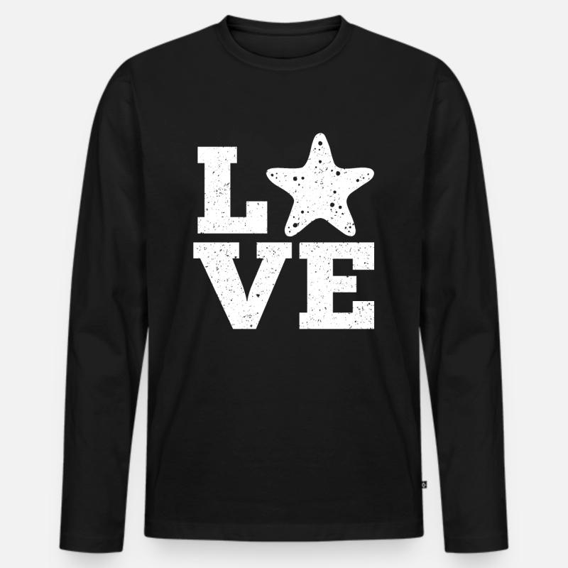 Seestern - Männer Premium Bio Langarmshirt - Schwarz