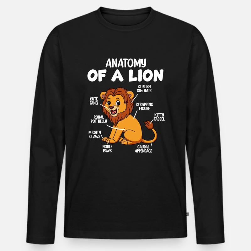 Anatomie d’un lion - T-shirt manches longues Premium bio Homme - noir