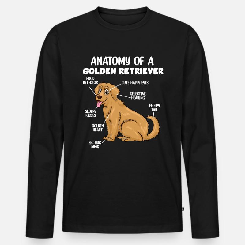 Anatomie eines Golden Retrievers - Männer Premium Bio Langarmshirt - Schwarz