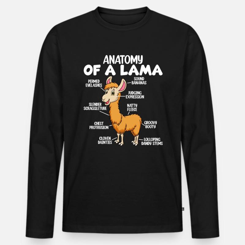 Anatomie eines Lamas - Männer Premium Bio Langarmshirt - Schwarz