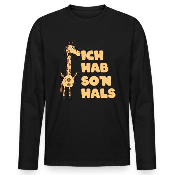 Ich Habe So Einen Hals - Männer Premium Bio Langarmshirt - Schwarz - Vorne - Nico (187cm)