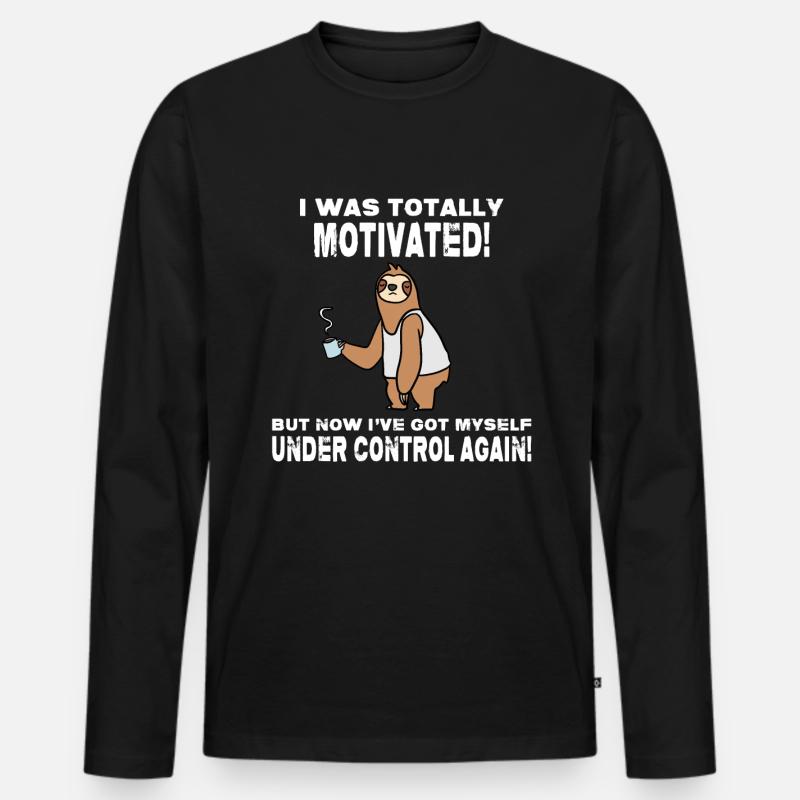 Faultier Faul Motivation - Männer Premium Bio Langarmshirt - Schwarz
